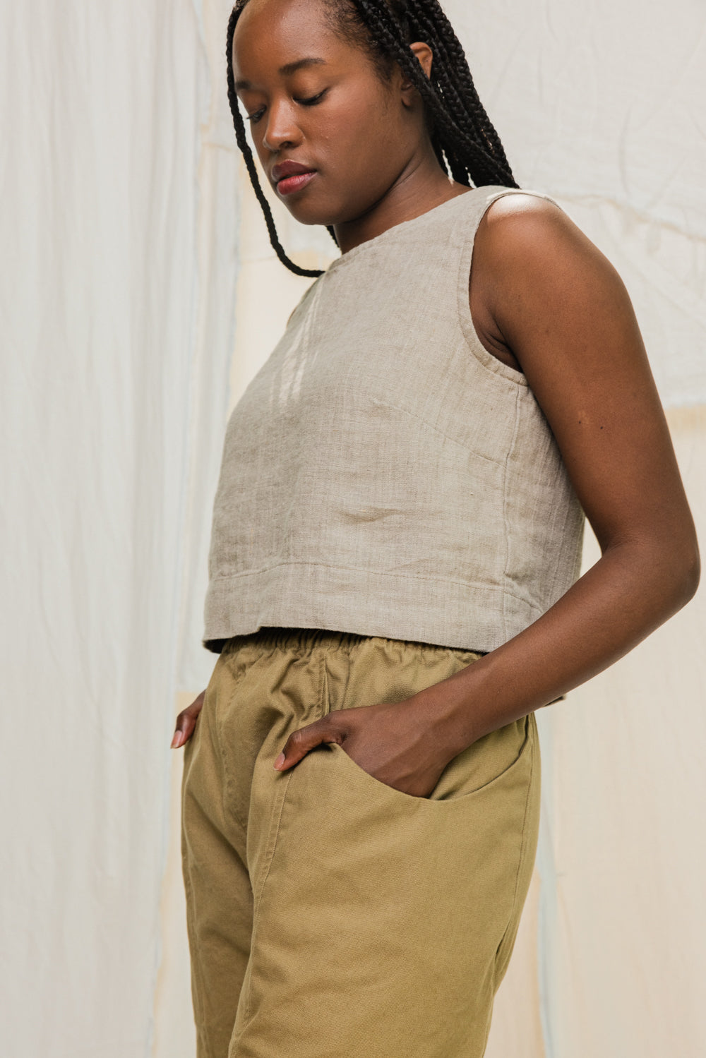 Clyde Culotte in Organic Cotton Canvas, Olivine, Size M-Regular | Ready to Ship