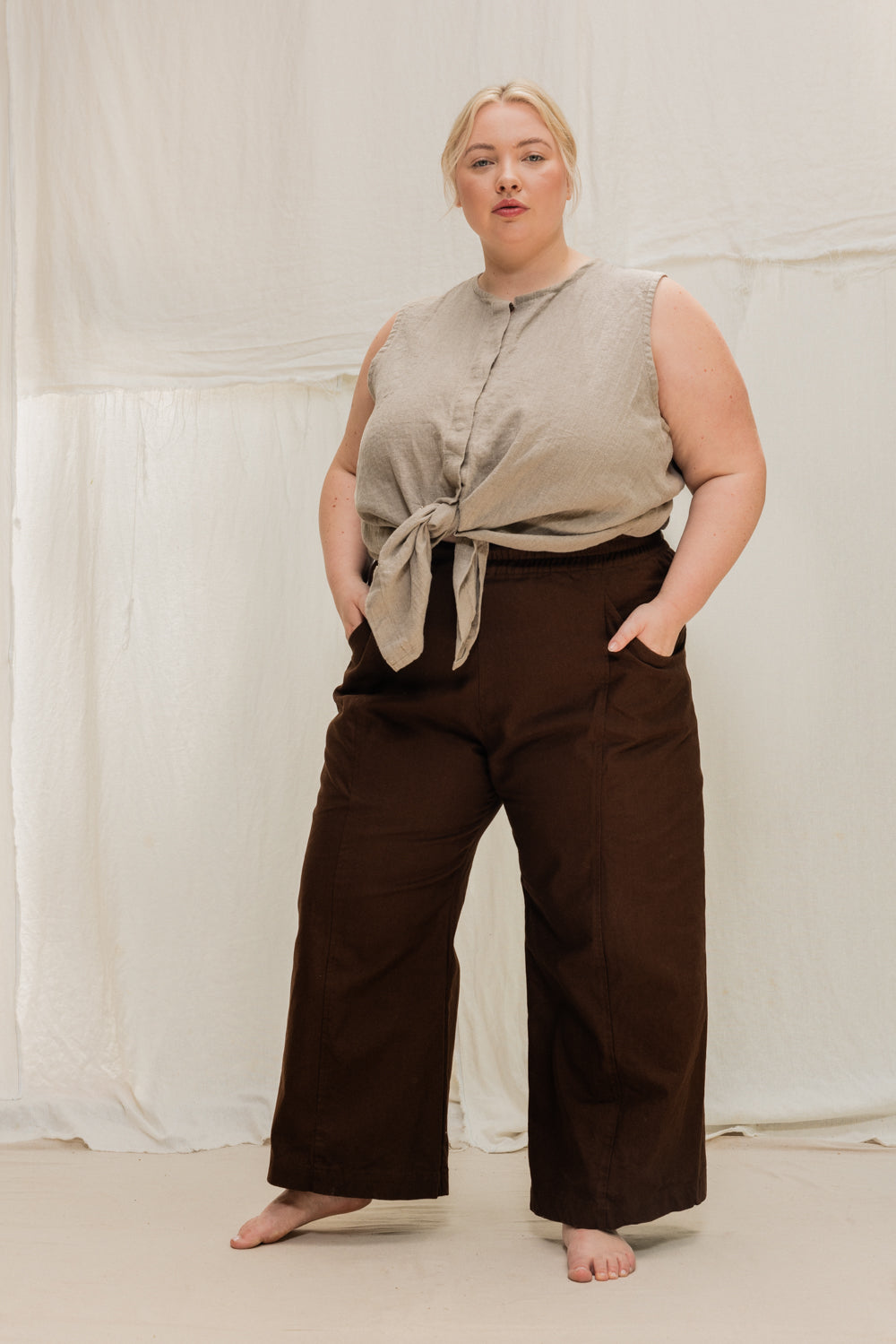 Clyde Culotte in Organic Cotton Canvas, Umber, Size M-Regular | Ready to Ship
