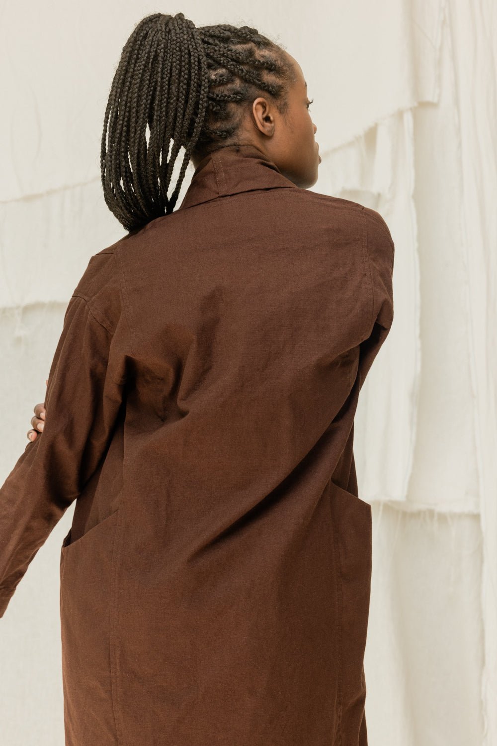 Clyde Trench in Organic Cotton Canvas, Umber, Size XXS/XS | Ready to Ship