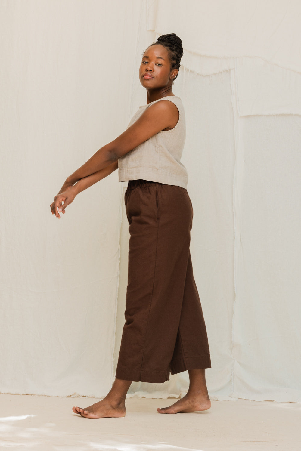 Florence Pant in Organic Cotton Canvas, Umber, Size L-Tall | Ready to Ship